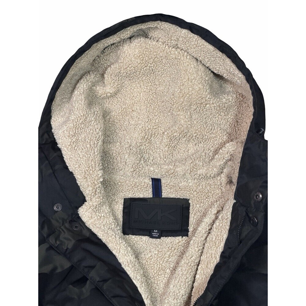 Michael Kors Mens Otto Stadium Parka Camo Hooded Jacket Sherpa Lined Medium M - Picture 3 of 16